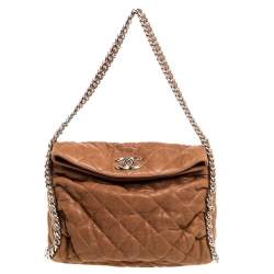 Pre Owned Chanel Tan Leather Chain Around Hobo