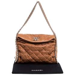 Pre Owned Chanel Tan Leather Chain Around Hobo