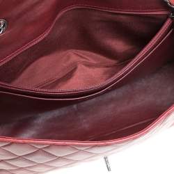 Pre Owned Chanel Red Quilted Leather Jumbo Classic Single Flap Shoulder Bag