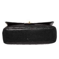 Pre Owned Chanel Black Quilted Caviar Leather Maxi Classic Single Flap Bag