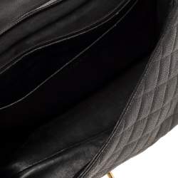 Pre Owned Chanel Black Quilted Caviar Leather Maxi Classic Single Flap Bag
