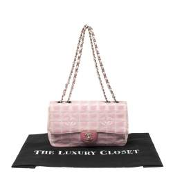 مملوكة مسبقًا Chanel Pink Fabric Medium CC Logo Travel Line Flap Bag