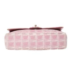مملوكة مسبقًا Chanel Pink Fabric Medium CC Logo Travel Line Flap Bag