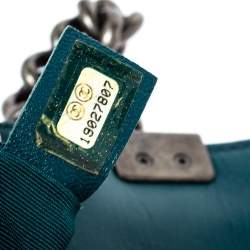 Pre Owned Chanel Teal Quilted Leather Medium Boy Flap Bag