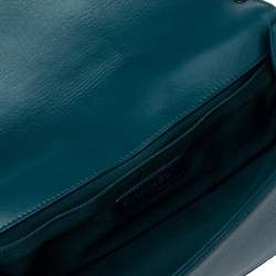 Pre Owned Chanel Teal Quilted Leather Medium Boy Flap Bag