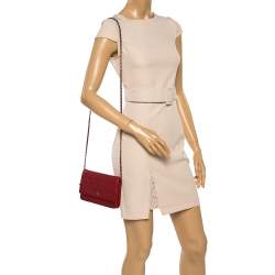 مملوكة مسبقًا Chanel Red Quilted Leather CC Classic Flap Wallet on Chain  