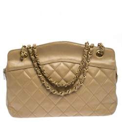Chanel Vintage Beige Lambskin Quilted Shoulder Bag Chanel