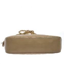 Pre Owned Chanel Vintage Beige Lambskin Quilted Shoulder Bag