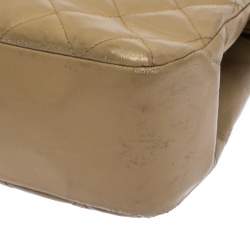 Pre Owned Chanel Vintage Beige Lambskin Quilted Shoulder Bag