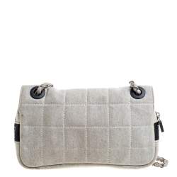 مملوكة مسبقًا حقيبة شانيل قماش نمط مبطن مربعات رصاصي فاتح بقلاب