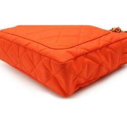 Pre Owned Chanel Orange Nylon Chain Bag