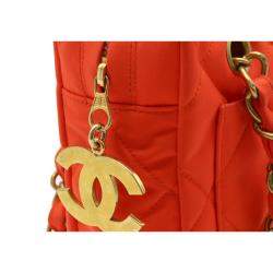 Pre Owned Chanel Orange Nylon Chain Bag