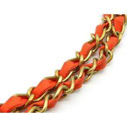 Pre Owned Chanel Orange Nylon Chain Bag