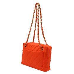 Pre Owned Chanel Orange Nylon Chain Bag