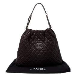 Pre Owned Chanel Dark Brown Quilted Leather CC Chain Hobo