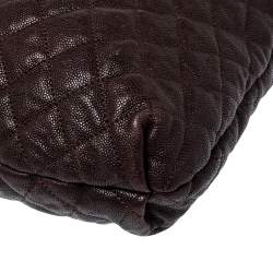 Pre Owned Chanel Dark Brown Quilted Leather CC Chain Hobo