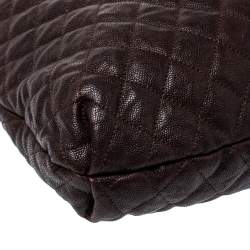 Pre Owned Chanel Dark Brown Quilted Leather CC Chain Hobo