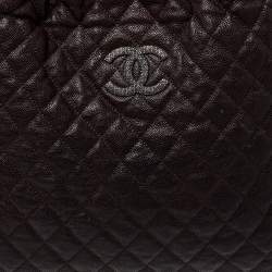 Pre Owned Chanel Dark Brown Quilted Leather CC Chain Hobo