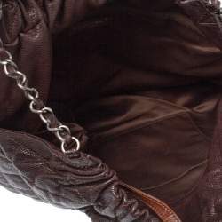 Pre Owned Chanel Dark Brown Quilted Leather CC Chain Hobo