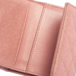 Chanel Pink Caviar Quilted Leather Trifold Flap Wallet