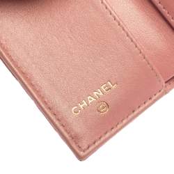 Chanel Pink Caviar Quilted Leather Trifold Flap Wallet