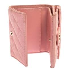 Chanel Pink Caviar Quilted Leather Trifold Flap Wallet