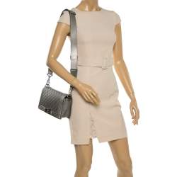 مملوكة مسبقًا Chanel Grey Quilted Leather and Stingray Trim Medium Boy Flap Bag