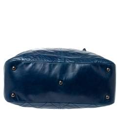 Pre Owned Chanel Blue Quilted Leather Coco Supple Hobo 