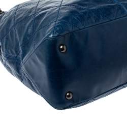 Pre Owned Chanel Blue Quilted Leather Coco Supple Hobo 