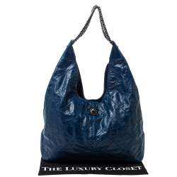Pre Owned Chanel Blue Quilted Leather Coco Supple Hobo 
