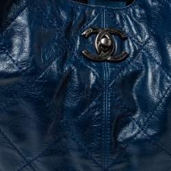 Pre Owned Chanel Blue Quilted Leather Coco Supple Hobo 
