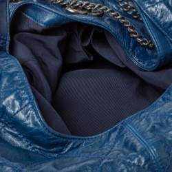 Pre Owned Chanel Blue Quilted Leather Coco Supple Hobo 
