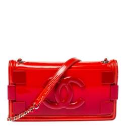 Chanel Orange/Red Ombre Patent Leather and Pexiglass Boy Brick Horizontal  Flap Bag Chanel