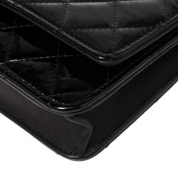 Chanel Black Quilted Patent Leather Reissue Wallet On Chain