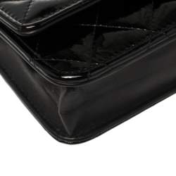 Chanel Black Quilted Patent Leather Reissue Wallet On Chain
