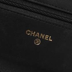 Chanel Black Quilted Patent Leather Reissue Wallet On Chain