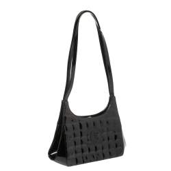 Pre Owned Chanel Black Patent Leather Vintage Chocolate Bar Kisslock Shoulder Bag