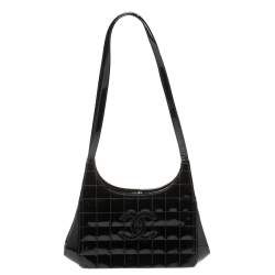 Chanel Chocolate Bar CC Bowler Bag Quilted Patent Large at 1stDibs