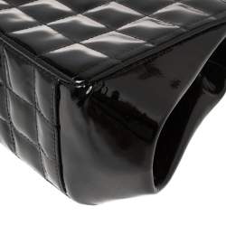 Pre Owned Chanel Black Patent Leather Vintage Chocolate Bar Kisslock Shoulder Bag