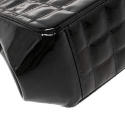 Pre Owned Chanel Black Patent Leather Vintage Chocolate Bar Kisslock Shoulder Bag