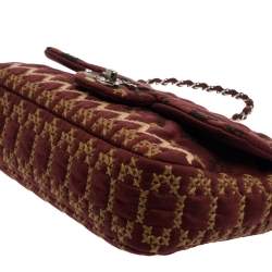 Pre Owned Chanel Multicolor Embroidered Jersey Jumbo Classic Single Flap Bag