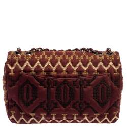 Pre Owned Chanel Multicolor Embroidered Jersey Jumbo Classic Single Flap Bag