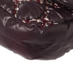 مملوكة مسبقًا Chanel Plum Quilted Nylon Medium Tweed on Stitch Bubble Flap Shoulder Bag