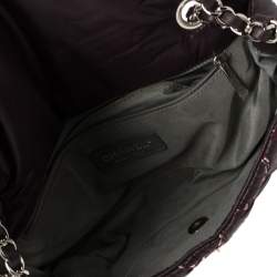 مملوكة مسبقًا Chanel Plum Quilted Nylon Medium Tweed on Stitch Bubble Flap Shoulder Bag