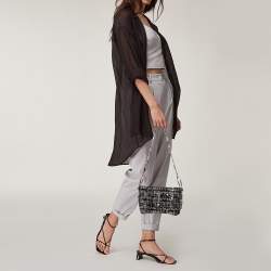 Pre Owned Chanel Black/White Tweed Small Flap Bag