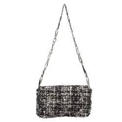 Pre Owned Chanel Black/White Tweed Small Flap Bag