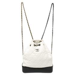 Chanel White/Black Aged Quilted Leather Small Gabrielle Backpack Chanel