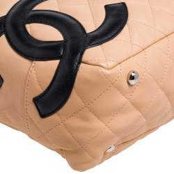 مملوكة مسبقًا Chanel Beige/Black Quilted Leather Ligne Cambon Bag