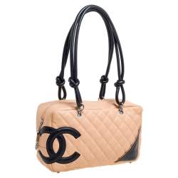 مملوكة مسبقًا Chanel Beige/Black Quilted Leather Ligne Cambon Bag