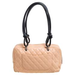 مملوكة مسبقًا Chanel Beige/Black Quilted Leather Ligne Cambon Bag